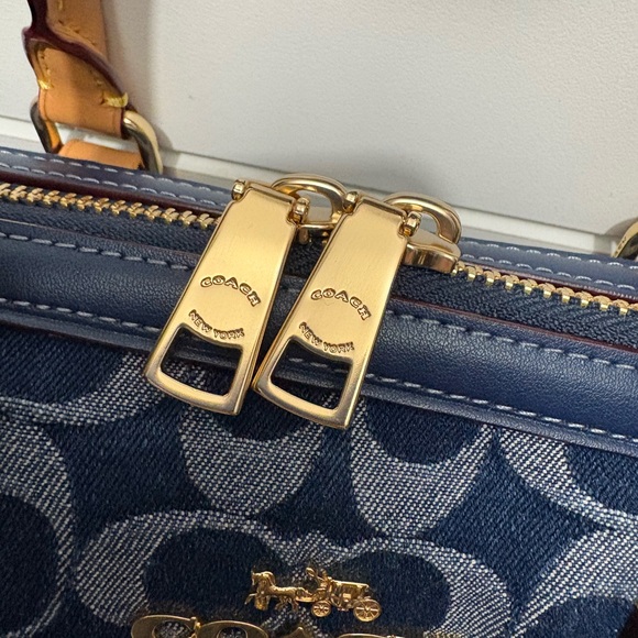 Coach Large Rowan Satchel in Denim Signature with cherry charm - Picture 8 of 8